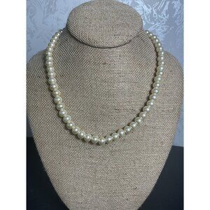 Vintage-Look Faux Pearl Necklace With Lobster Clasp & Adjustable Chain